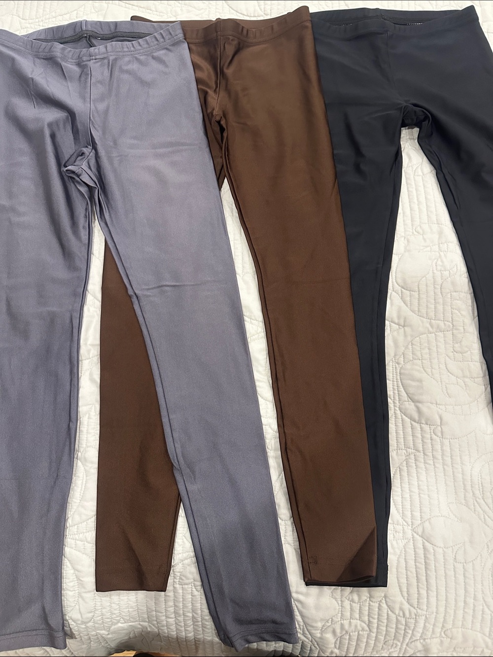 American Apparel woman Leggings in Light Gray, Brown, and Black